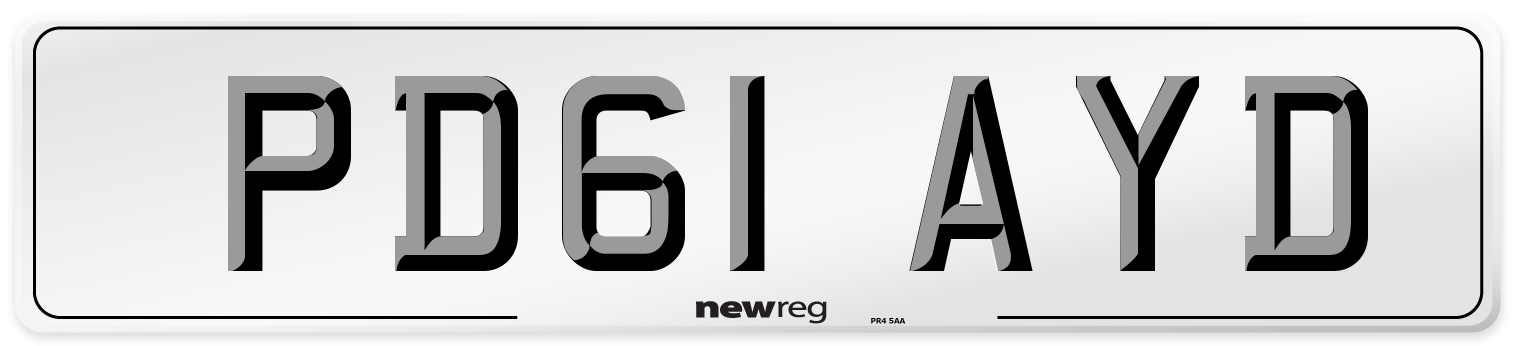 PD61 AYD Number Plate from New Reg